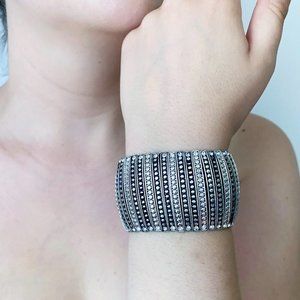 Bracelet Extendable Silver Color with Stones Edge